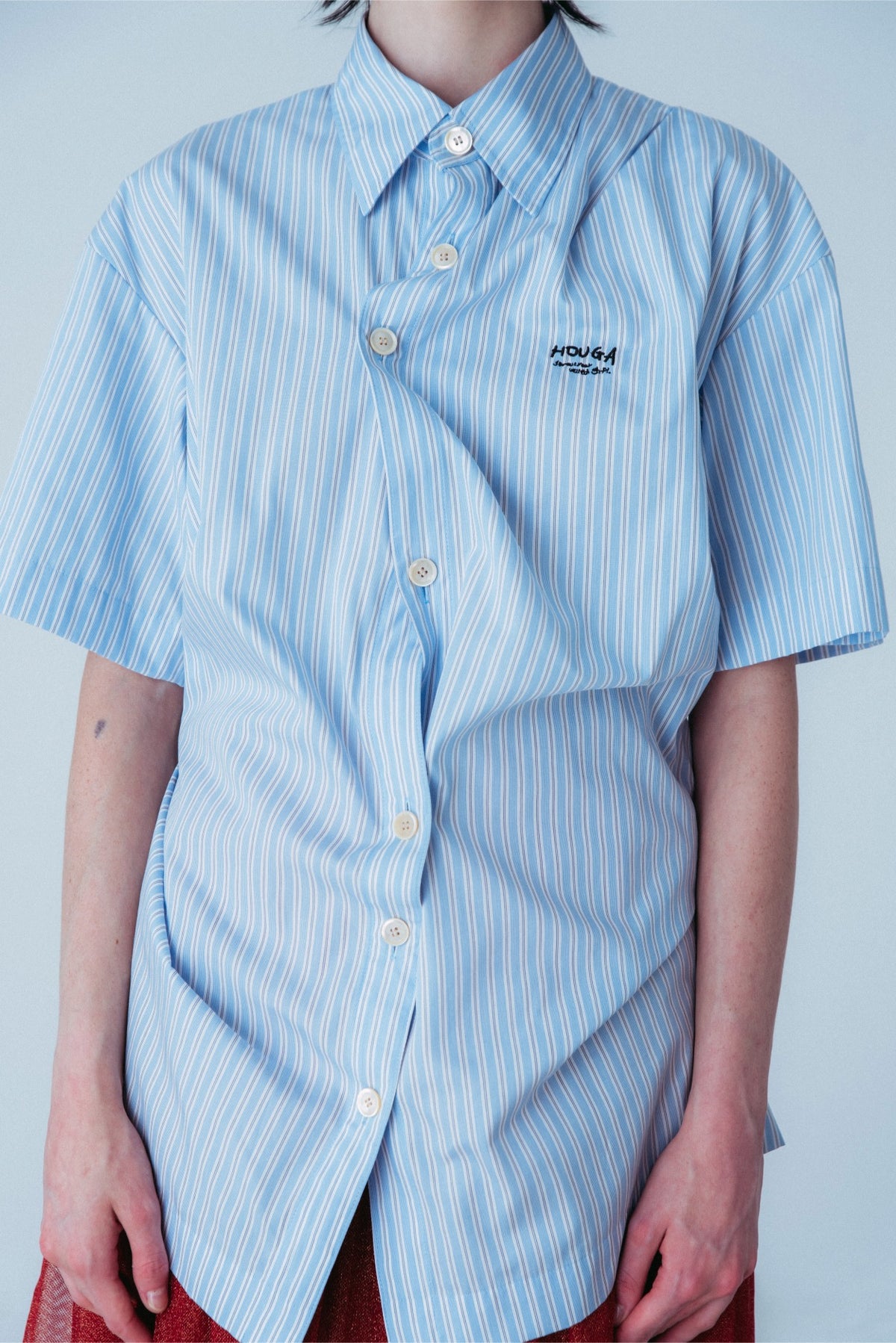 aqua draped shirt