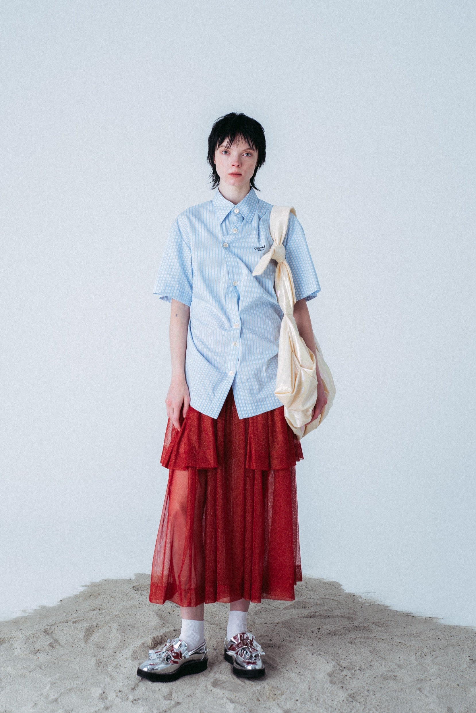 aqua draped shirt – HOUGA
